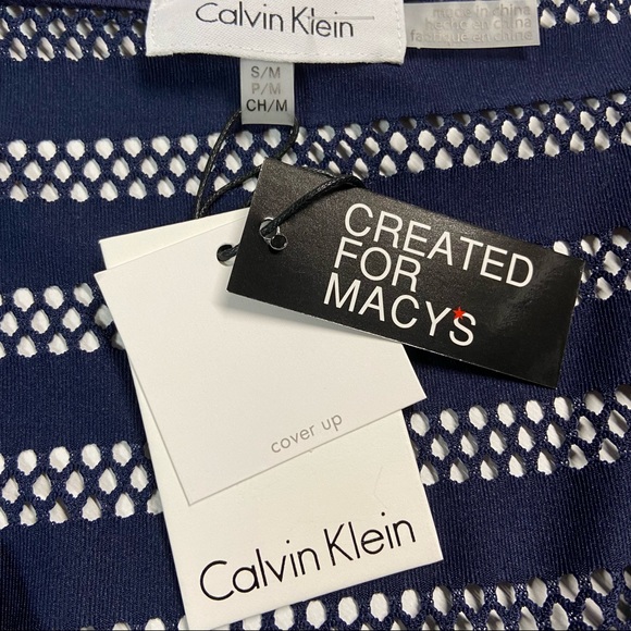Calvin Klein Swim Mesh Beach Cover Up In Navy, S/M - Picture 4 of 11